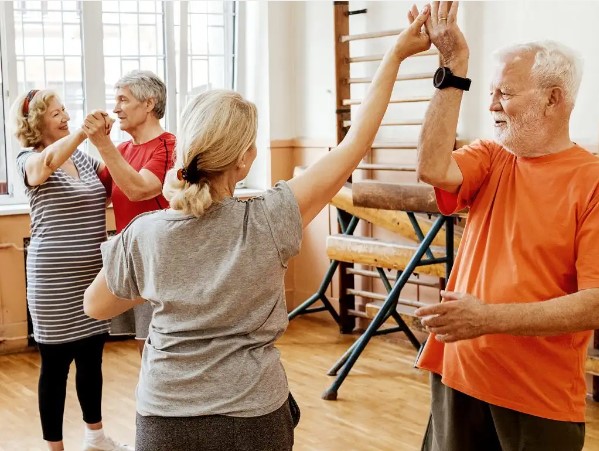 A group of seniors dancing